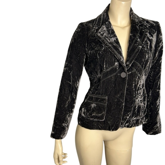 Access Bronze Crushed Velvet Cropped Blazer Sz 6 Whimsigoth Grunge Fairy Whimsy - Picture 3 of 6